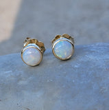 14k gold opal bezel studs