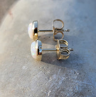 14k gold opal bezel studs