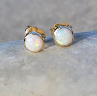 14k gold opal bezel studs