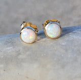 14k gold opal bezel studs