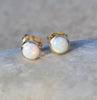14k gold opal bezel studs