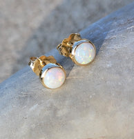 14k gold opal bezel studs