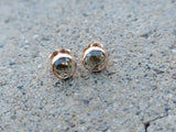 14k rose gold rose cut green sapphire bezel stud earrings  - 1.85ct tw