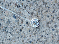14k white gold diamond bezel slide necklace pendant