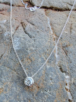 14k white gold diamond bezel slide necklace pendant