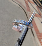 Platinum estate emerald & square step cut Diamond Eternity band size 6