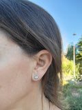 18k gold two tone old European cut diamond vintage screw back studs - apx .50ct tw