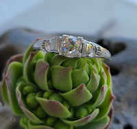 18k white gold old mine cut diamond solitaire antique estate ring - apx .45ct