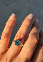 18k white gold Art Deco c.1920's natural blue zircon estate filigree ring