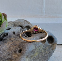 10k gold Edwardian ruby halo & rose cut diamond ring