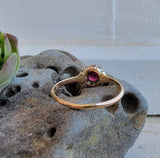 10k gold Edwardian ruby halo & rose cut diamond ring