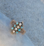 10k gold Victorian turquoise & seed pearl estate ring