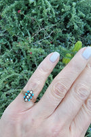 10k gold Victorian turquoise & seed pearl estate ring