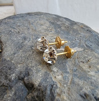 18k gold two tone old European cut diamond vintage screw back studs - apx .50ct tw