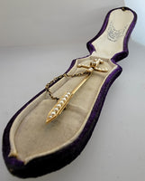 14k gold seed pearl SWORD estate pin