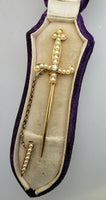 14k gold seed pearl SWORD estate pin