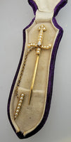 14k gold seed pearl SWORD estate pin