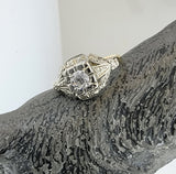 14k gold two tone diamond estate Deco c.1930's ring -apx .29ct