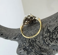 14k gold two tone diamond estate Deco c.1930's ring -apx .29ct