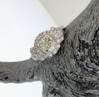 14k white gold c.1920's Art Deco diamond engagement ring - apx .75ct tw