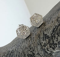 14k white gold filigree diamond studs earrings - .20ct tw