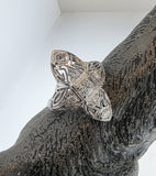 14k white gold 7 diamond Deco c.1920's navette glove shield ring