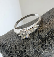 14k white gold estate diamond engagement arrow ring