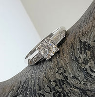 14k white gold estate diamond engagement arrow ring