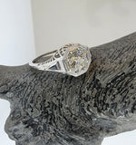 18k white gold vintage Art Deco Diamond & Sapphire filigree Ring