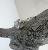18k white gold vintage Art Deco Diamond & Sapphire filigree Ring