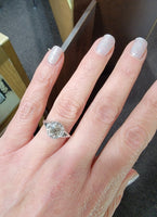 18k white gold vintage Art Deco Diamond & Sapphire filigree Ring