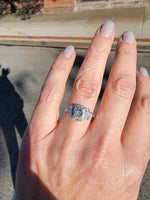 14k white gold c.1920's Art Deco diamond engagement ring - apx .75ct tw