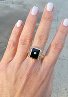 10k gold vintage Deco black onyx & diamond Ring