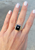 10k gold vintage Deco black onyx & diamond Ring