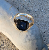 10k gold vintage Deco black onyx & diamond Ring