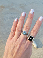 10k gold vintage Deco black onyx & diamond Ring