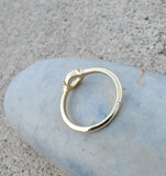 14k gold moonstone & diamond ring NEW