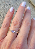 14k gold moonstone & diamond ring NEW