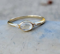 14k gold moonstone & diamond ring NEW