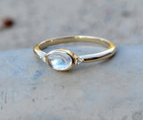 14k gold moonstone & diamond ring NEW