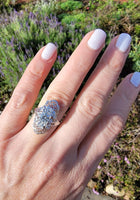 18k white gold filigree c.1920's diamond glove shield navette ring