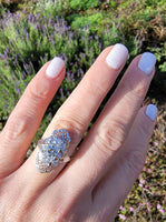 18k white gold filigree c.1920's diamond glove shield navette ring