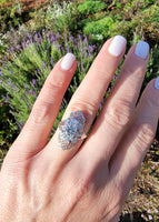 18k white gold filigree c.1920's diamond glove shield navette ring