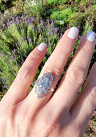 18k white gold filigree c.1920's diamond glove shield navette ring