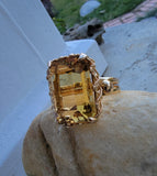 18k yellow gold emerald cut CITRINE estate cocktail ring