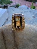 18k yellow gold emerald cut CITRINE estate cocktail ring