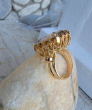 18k yellow gold emerald cut CITRINE estate cocktail ring