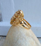 18k yellow gold emerald cut CITRINE estate cocktail ring