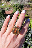 18k yellow gold emerald cut CITRINE estate cocktail ring
