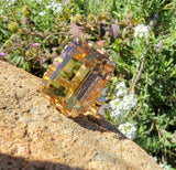 18k yellow gold emerald cut CITRINE estate cocktail ring
